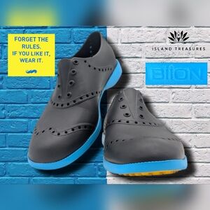 Biion Eva Oxford Spikeless Golf Shoes Size US Women 8 / Men 6 Black/Blue Unisex